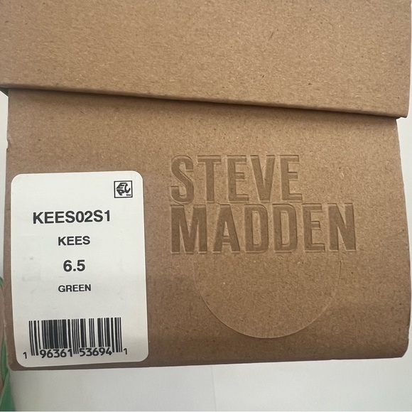 Steve Madden Green SATIN Party Kees Rhinestone Embellished Kitten Mule 6.5 Chic - Picture 5 of 11